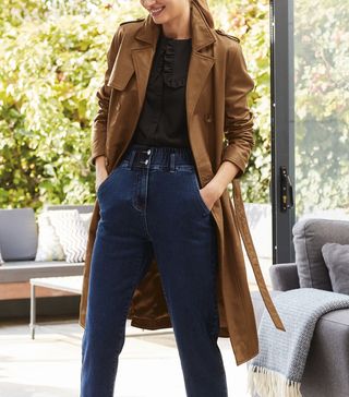 Next + Tan Leather Belted Trench Coat