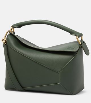 Loewe + Puzzle Edge Small Leather Shoulder Bag in Green - Loewe | Mytheresa