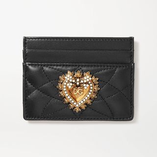Dolce & Gabbana + Devotion Embellished Quilted Leather Cardholder