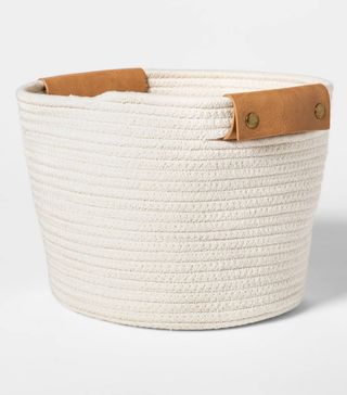 Threshold + Decorative Coiled Rope Square Base Tapered Basket Cream