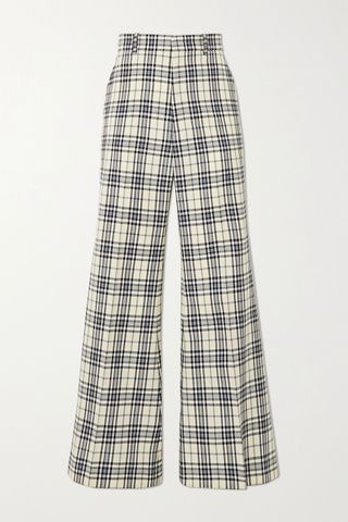 Gucci + Prince of Wales Checked Wool Flared Pants