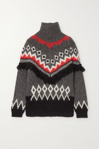 Moncler + Tasseled Jacquard-Knit Turtleneck Sweater