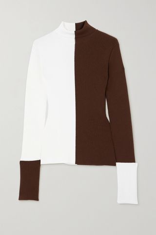 Monse + Two-Tone Ribbed Wool-Blend Turtleneck Sweater