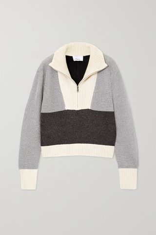 3.1 Phillip Lim + Cropped Color-Block Lurex and Ribbed Chenille Sweater