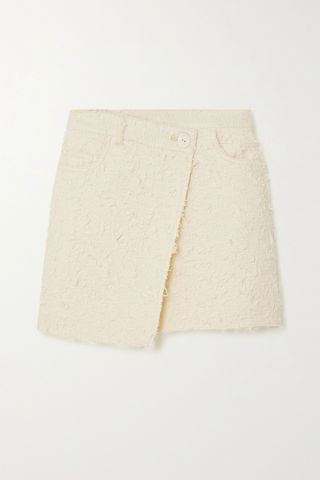 Acne Studios + Asymmetric Wrap-Effect Bouclé-Tweed Mini Skirt