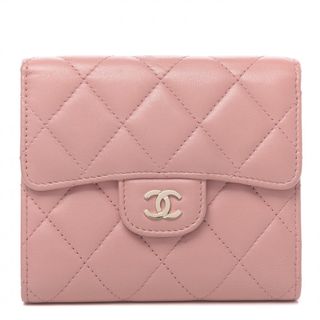 Chanel + Lambskin Quilted Small Compact Wallet