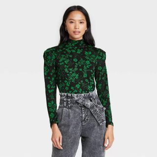 Who What Wear x Target + Puff Sleeve Mock Turtleneck Knit Top