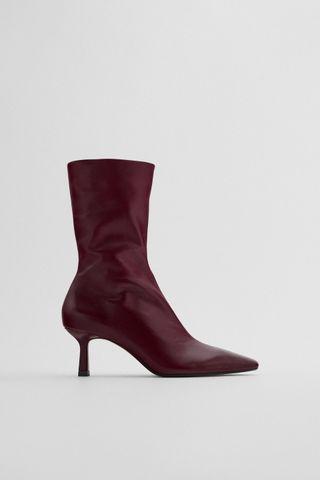 Zara + Soft Leather High-Heel Ankle Boots