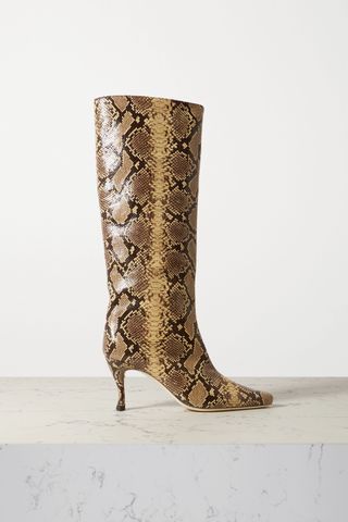 By Far + Stevie Snake-Effect Leather Knee Boots