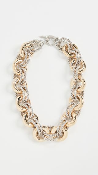 Kenneth Jay Lane + 18-Inch Gold/Polished Silver Link Necklace