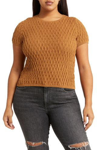 Treasure & Bond + Short Sleeve Cotton Blend Sweater