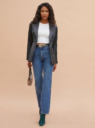 Reformation + Cynthia 80's Seamed High Rise Straight Jeans