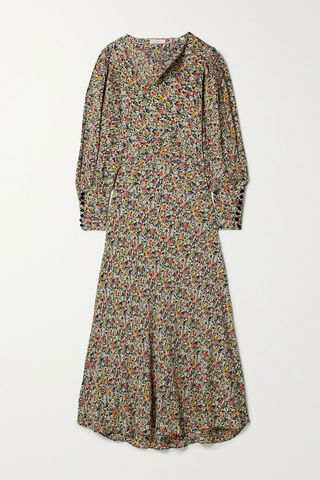 Dôen + Nanette Belted Floral-Print Crepe Maxi Dress