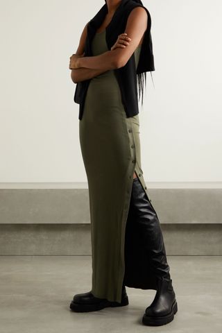 The Range + Alloy Ribbed Stretch-Knit Maxi Dress