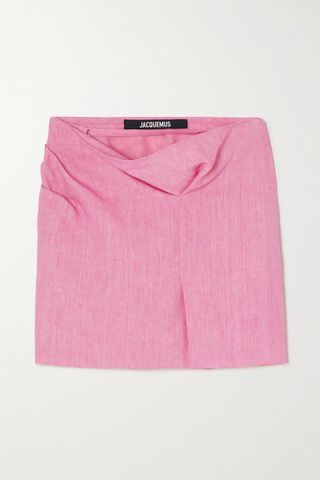 Jacquemus + Cutout Draped Linen Mini Skirt