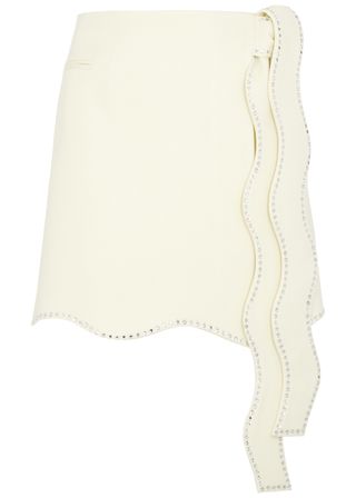 Mach & Mach + Ivory Embellished Mini Skirt