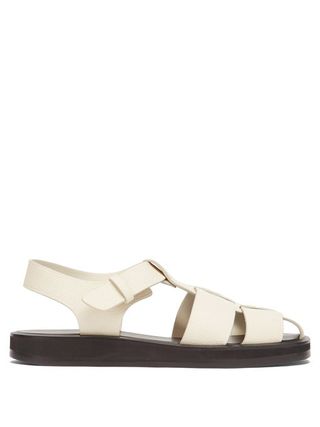 The Row + Caged Grained-Leather Sandals