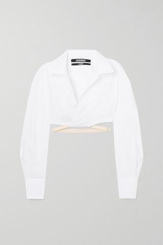 Jacquemus + Laurier Cropped Buckled Cotton Shirt