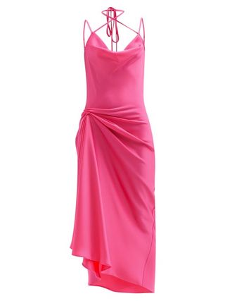 16Arlington + Medina Crossover-Strap Satin Slip Dress