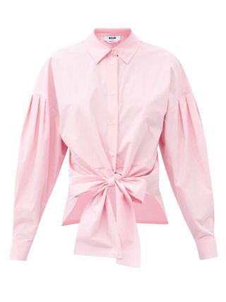 MSGM + Tie-Front Cotton Shirt