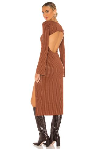 Song of Style + Marney Midi Dress in Rust Brown