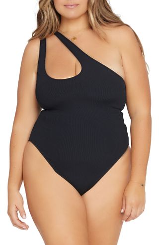 L Space + Phoebe Classic One-Shoulder Rib One-Piece Swimsuit