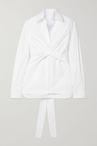 Helmut Lang + Tie-Detailed Cotton-Poplin Shirt