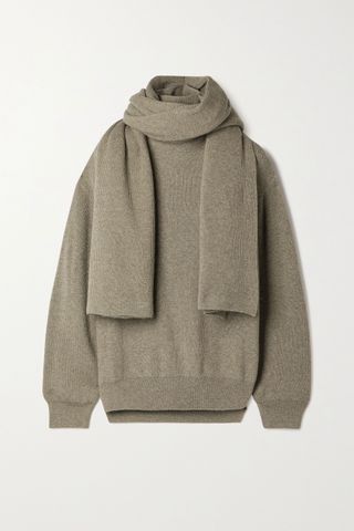 Frankie Shop + Ribbed-Knit Turtleneck Sweater and Scarf Set