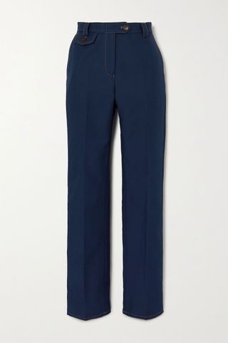 Wales Bonner + Isaacs Topstitched Twill Straight-Leg Pants