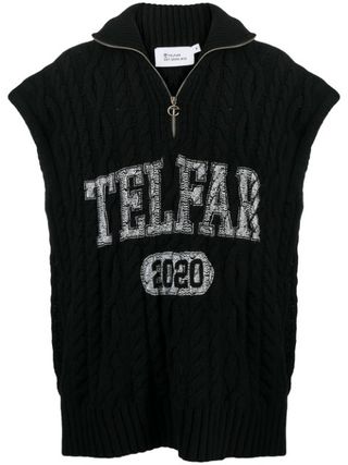 Telfar + Cable-Knit Logo Print Pullover Jumper
