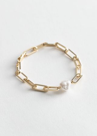 & Other Stories + Pearl Pendant Charm Bracelet
