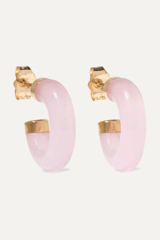 Loren Stewart + 14-Karat Gold Rose Quartz Hoop Earrings