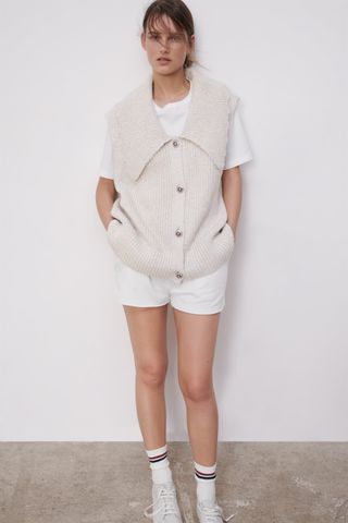 Zara + Jewel Button Bib Collar Vest