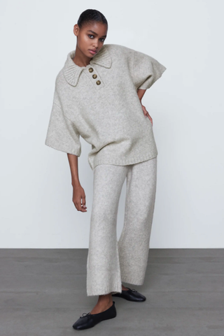 Zara + Wool Blend Knit Polo