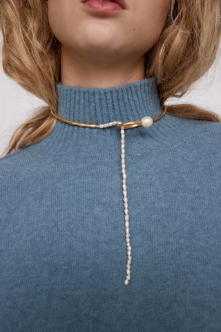 Zara + Natural Pearl Rigid Necklace