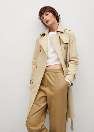 Mango + Belt Cotton-Blend Trench