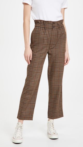 Madewell + Plaid Paperbag Tapered Pants