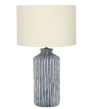 Pacific + Bude Blue/White Stripe Stoneware Table Lamp