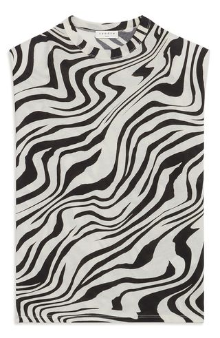 Sandro + Zebra Print Sleeveless Blouse