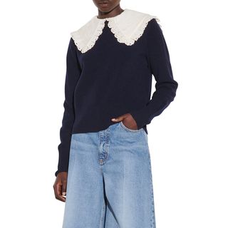 Sandro + Embroidered Collar Sweater