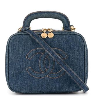 Chanel + Vanity Case Crossbody Rare Vintage Blue Mini Black Denim Shoulder Bag