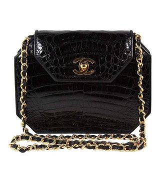 Chanel + Crossbody Bags Chanel 1990s Black Alligator Octagon