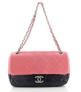 Chanel + Bicolor Cc Chain Flap Bag Quilted Lambskin Medium