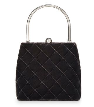 Chanel + Grey Quilted Velvet Frame Bag