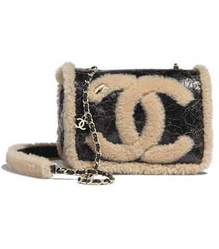 Chanel + Flap Bag Shearling Cc Black/Beige