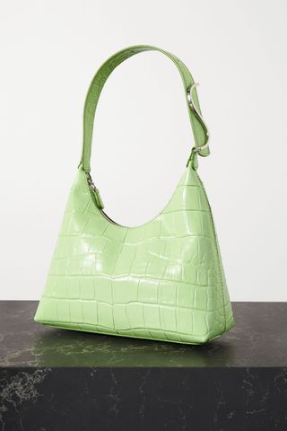 Staud + Scotty Croc-Effect Leather Shoulder Bag
