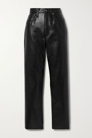 Agolde + Leather-Blend Straight-Leg Pants