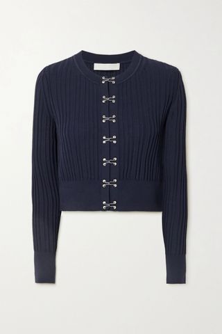 Dion Lee + Cropped Ribbed-Knit Cardigan