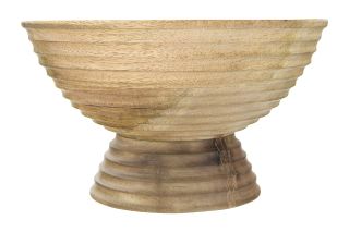 Creative Co-Op + Ridged Mango Wood Footed Bowl