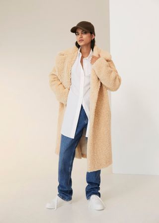 Mango + Faux Shearling Oversized Coat